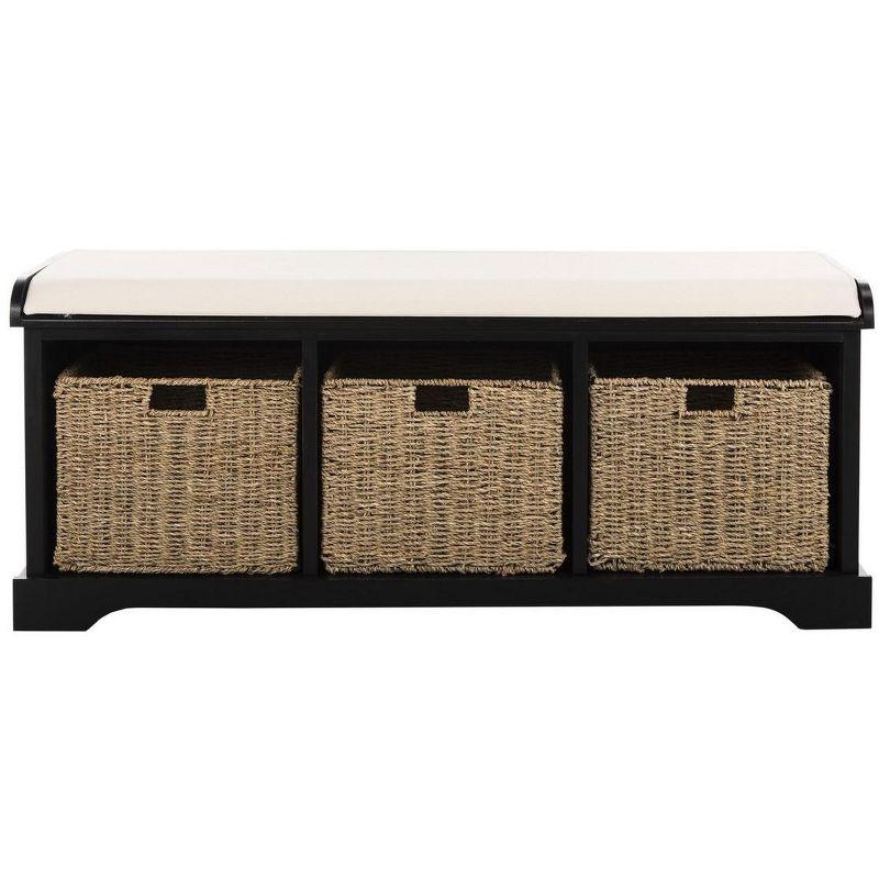 Lonan  Wicker Storage Bench - Black - Safavieh