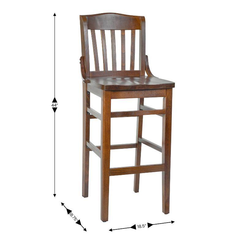 Flash Furniture HERCULES Series School House Back Walnut Wood Restaurant Barstool