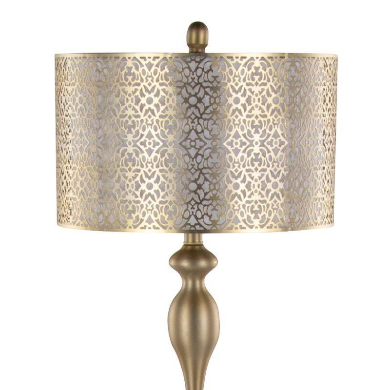 Gold Plated 63" Metal Floor Lamp with Patterned Shade