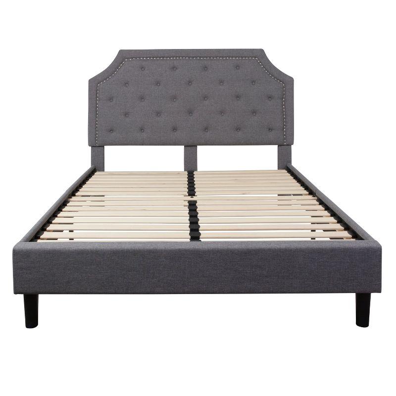 Light Gray Queen Upholstered Platform Bed with Tufted Headboard