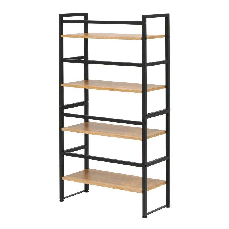 47.5" 4 Shelf or 2 Shelf Stackable Bookshelf Graphite Black/Ashwood - Calico Designs: Modern Metal Frame, Novelty Design