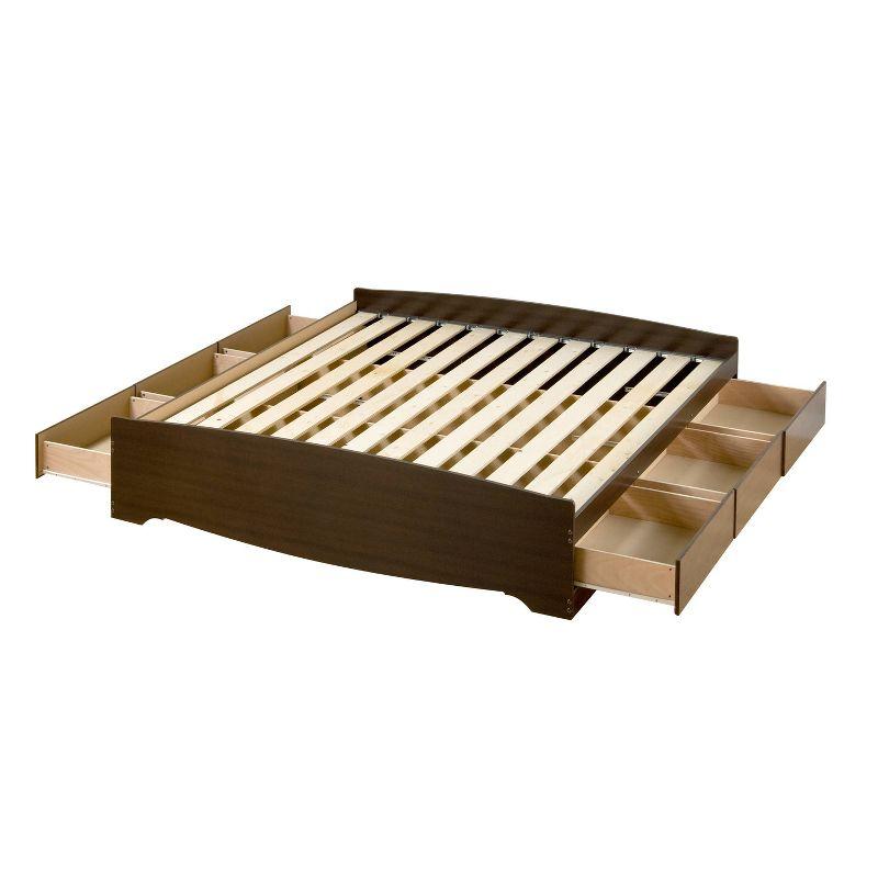 King Mate's Platform Storage Bed with 6 Drawers Espresso - Prepac: King-Sized, Laminated Finish, Pine Wood