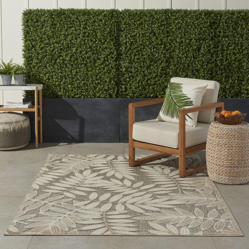 Nourison Aloha Floral Leaf Flatweave High-Low Indoor Outdoor Area Rug Natural 3'6" x 5'6"