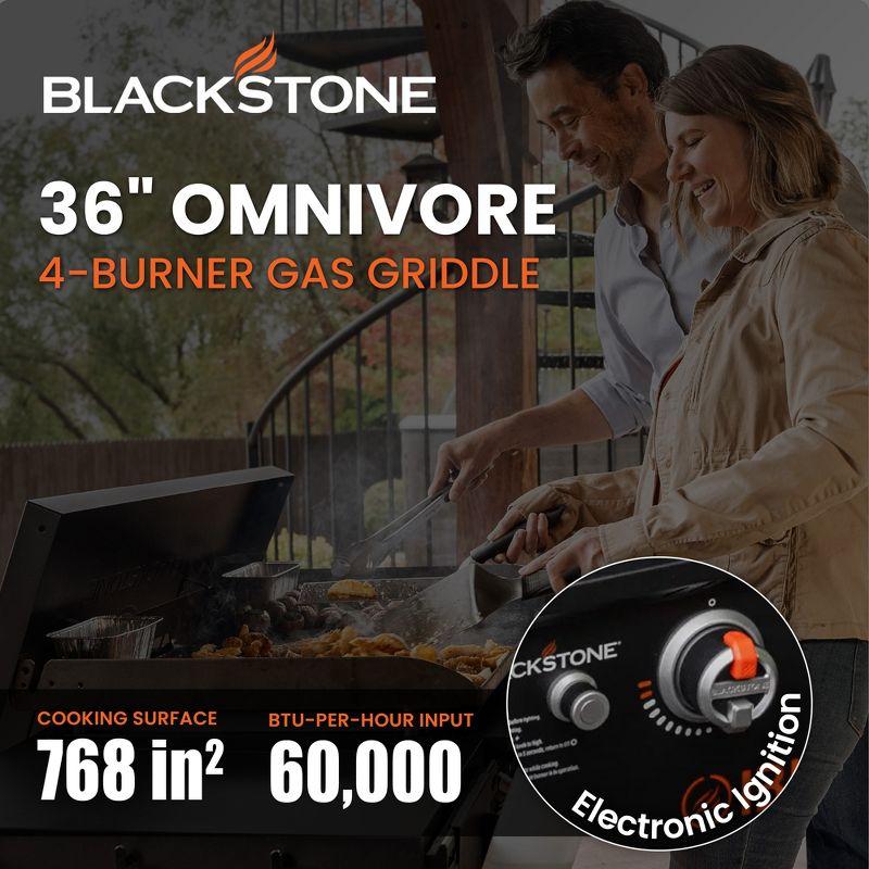 Blackstone Portable Outdoor Gas Griddle 4 Burner Propane Flat Top Grill, BBQ Cooking Station for Camping and Backyard, 36 Inch Cooking Surface, Black
