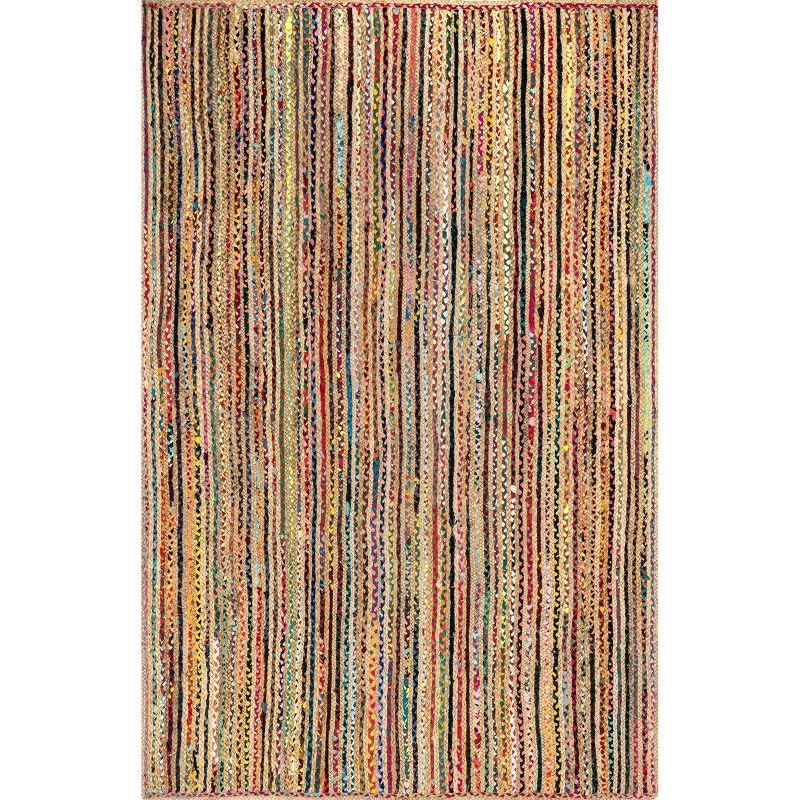 Handmade Multicolor 8x10 Cotton Jute Braided Area Rug