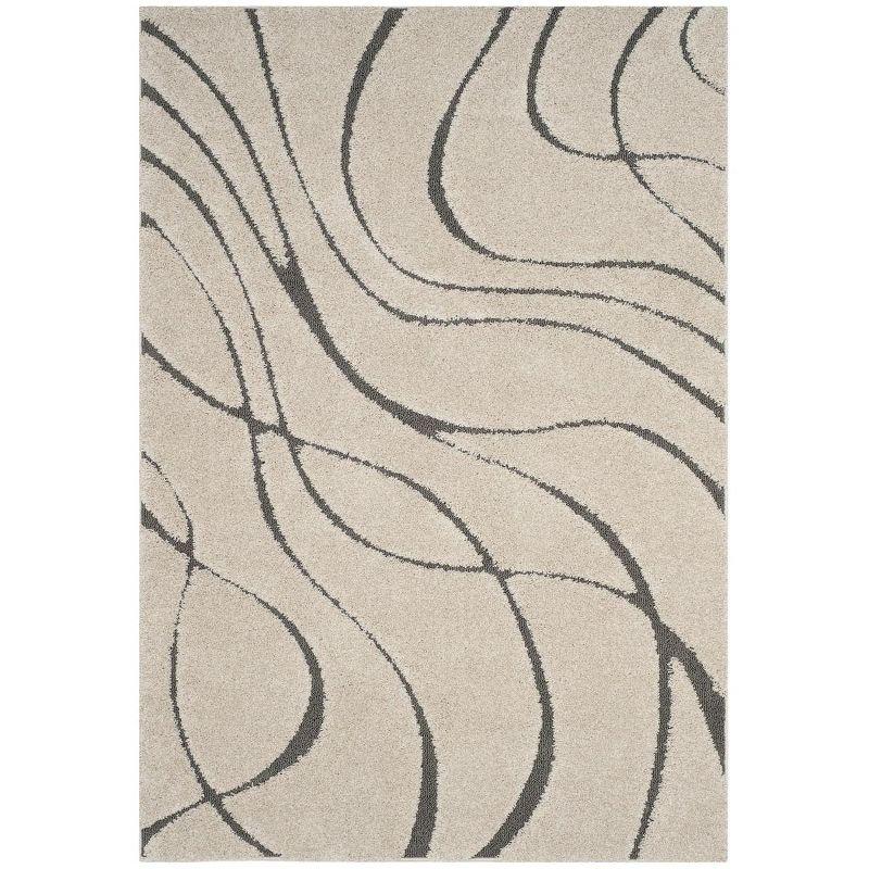 Florida Shag SG471 Power Loomed Indoor Area Rug - Cream/Grey - 5'3"x7'6" - Safavieh