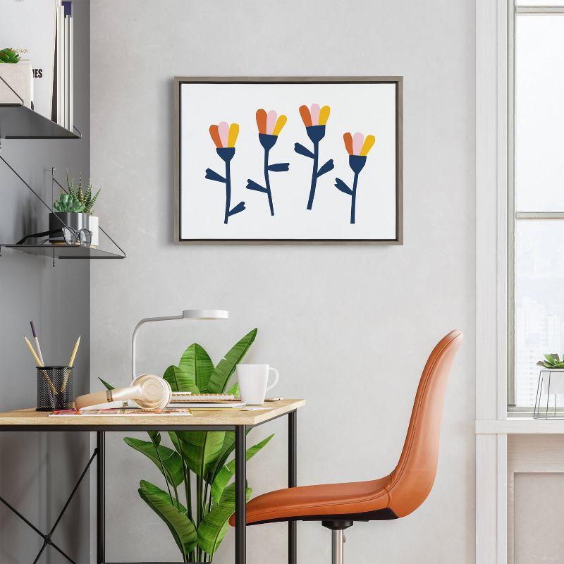 18" x 24" Sylvie Little Bloom by Myriam Van Neste Framed Wall Canvas Gray - Kate & Laurel All Things Decor