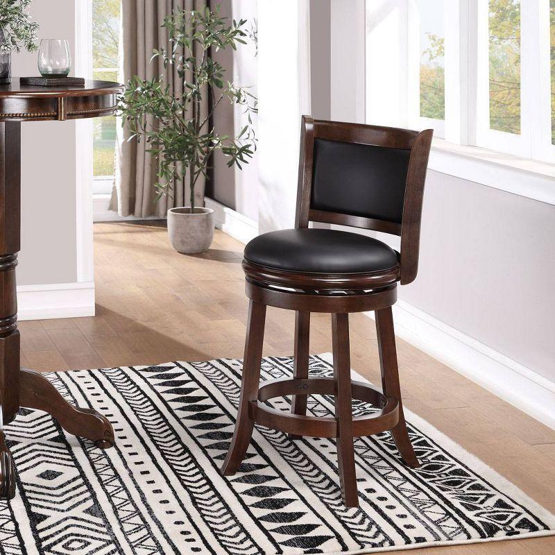 24" Cappuccino Swivel Wood and Faux Leather Barstool