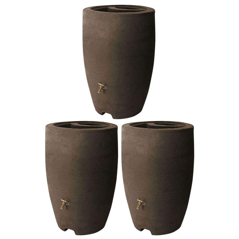 Athena 50 Gallon Brownstone Plastic Rain Barrel with Brass Spigot