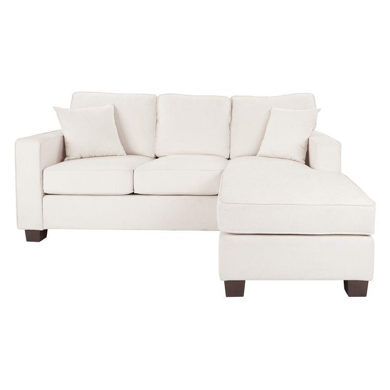 OSP Home Furnishings Russell Sectional with 2 Pillows Off White: Transitional Style, Polyester Upholstery, Wood Frame