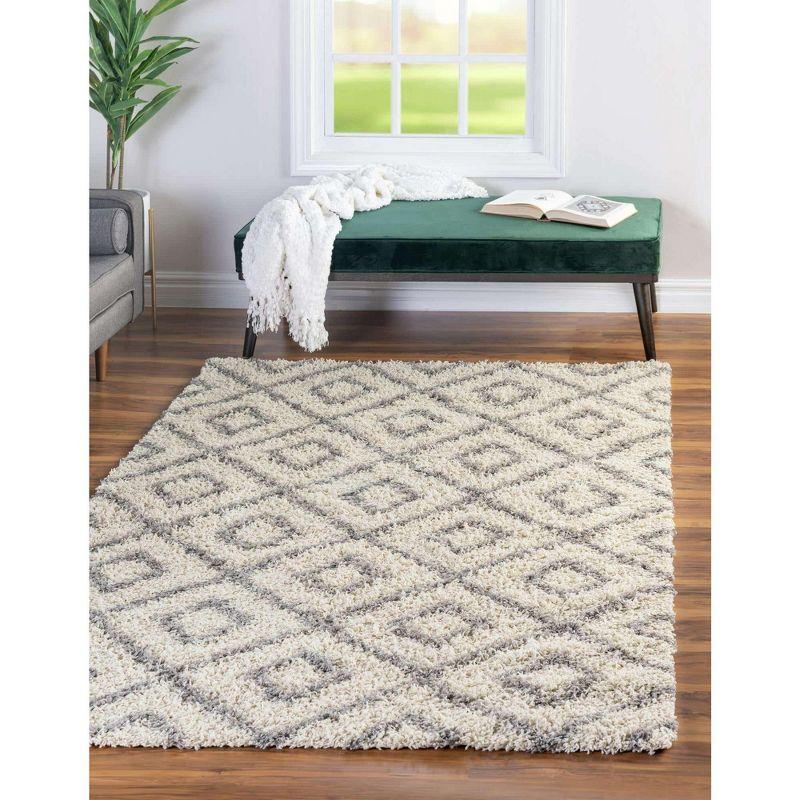 Unique Loom 6' 0 x 9' 0 Rectangle Trellis Shag Ivory Area Rug