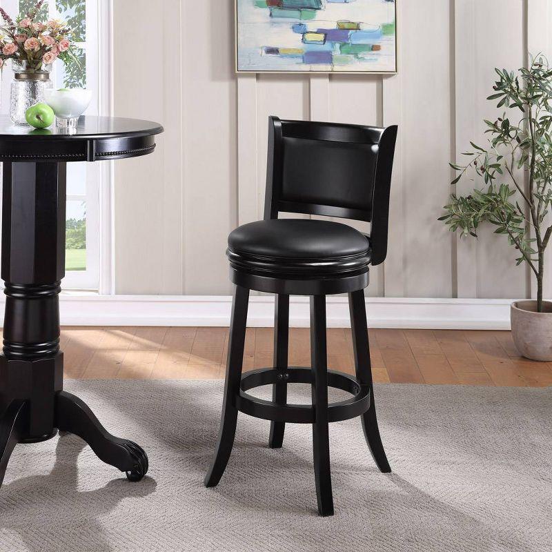 Augusta 29" Black Faux Leather Swivel Wood Bar Stool