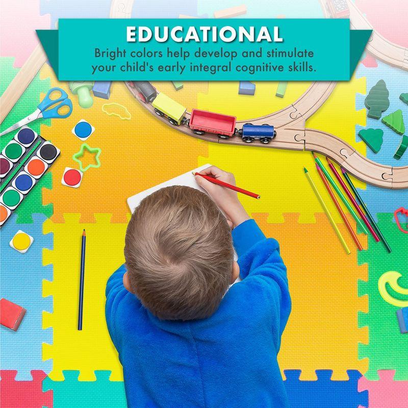 Prosource Kids Solid Floor Play Mat 3/8-in, 16 Sq Ft - 16 Tiles, Assorted