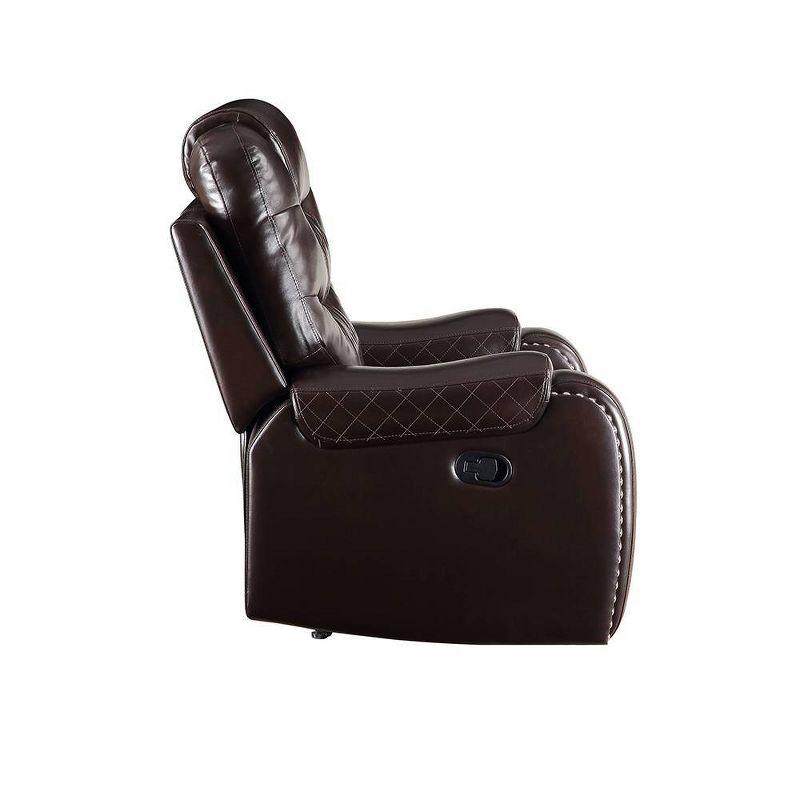 78" Braylon Active Sitting Chair Brown PU - Acme Furniture: Loveseat with Console & Cup Holders