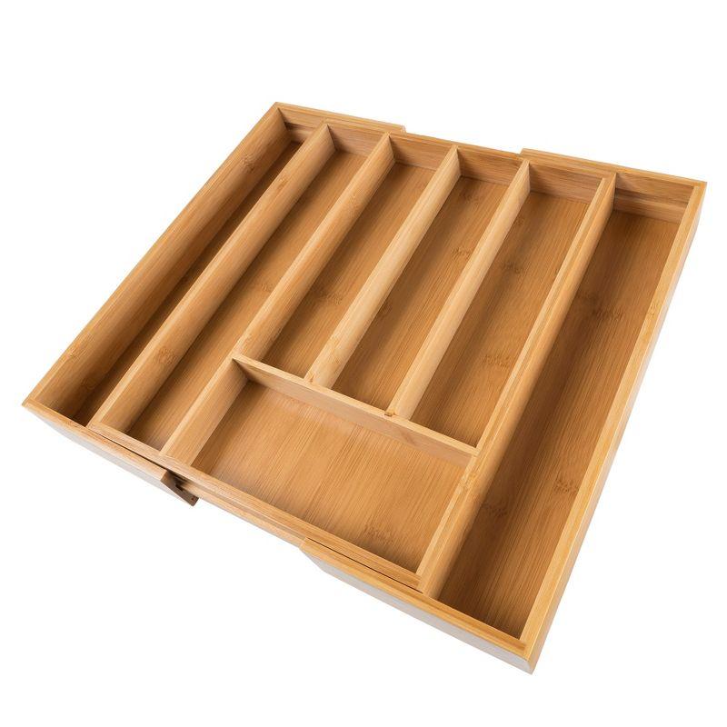 Hastings Home Bamboo Expandable Drawer Organizer and Divider for Kitchen Flatware, Utensils, and Cutlery