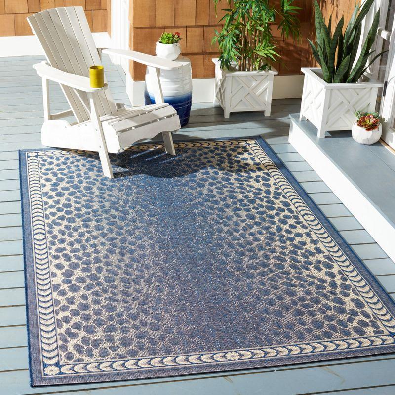 Courtyard CY6100 Power Loomed Indoor/Outdoor Area Rug - Navy/Beige - 4'x5'7" - Safavieh.
