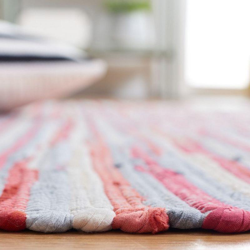 Handmade Boho Stripe Cotton Flat Woven Area Rug, Red 30"x4"