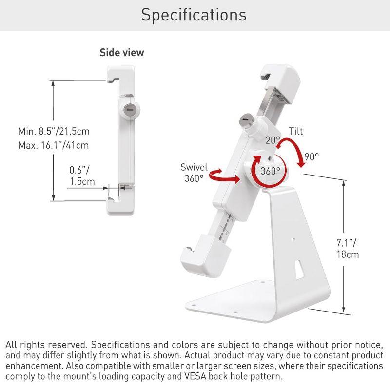 Barkan 7" - 14" Anti-Theft Tablet Desk Stand, 360° Rotation, Swivel & Tilt