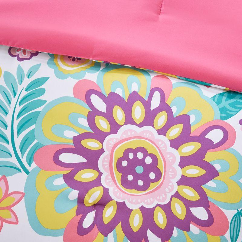 Pink Floral Medallion Twin Microfiber Comforter Set