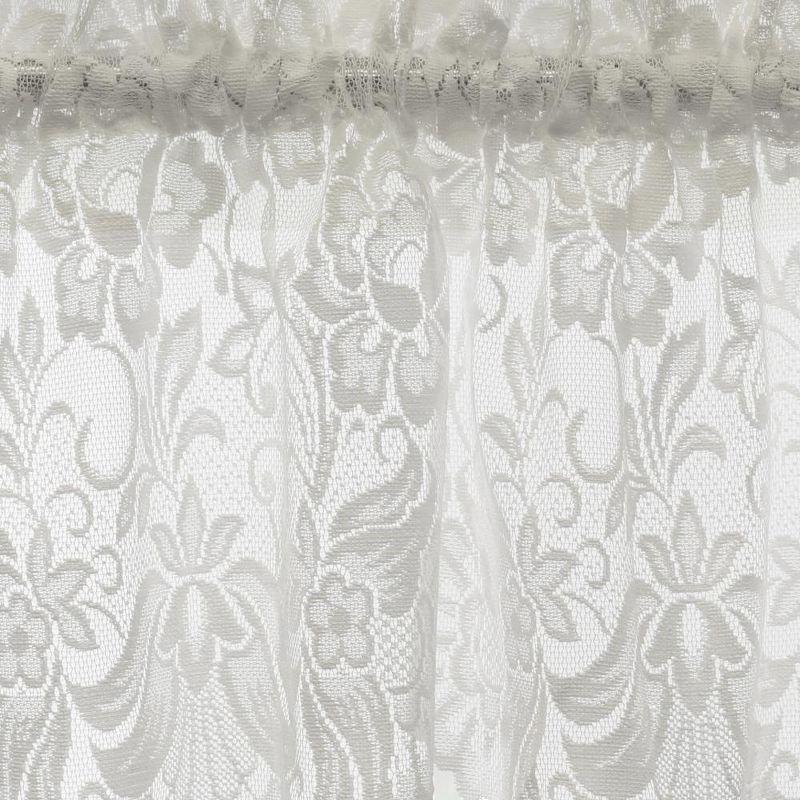 Habitat Limoges Sheer Rod Pocket Flat Valance Floral Lace Design Delicate Scalloped Bottom Hem 55" x 15" White
