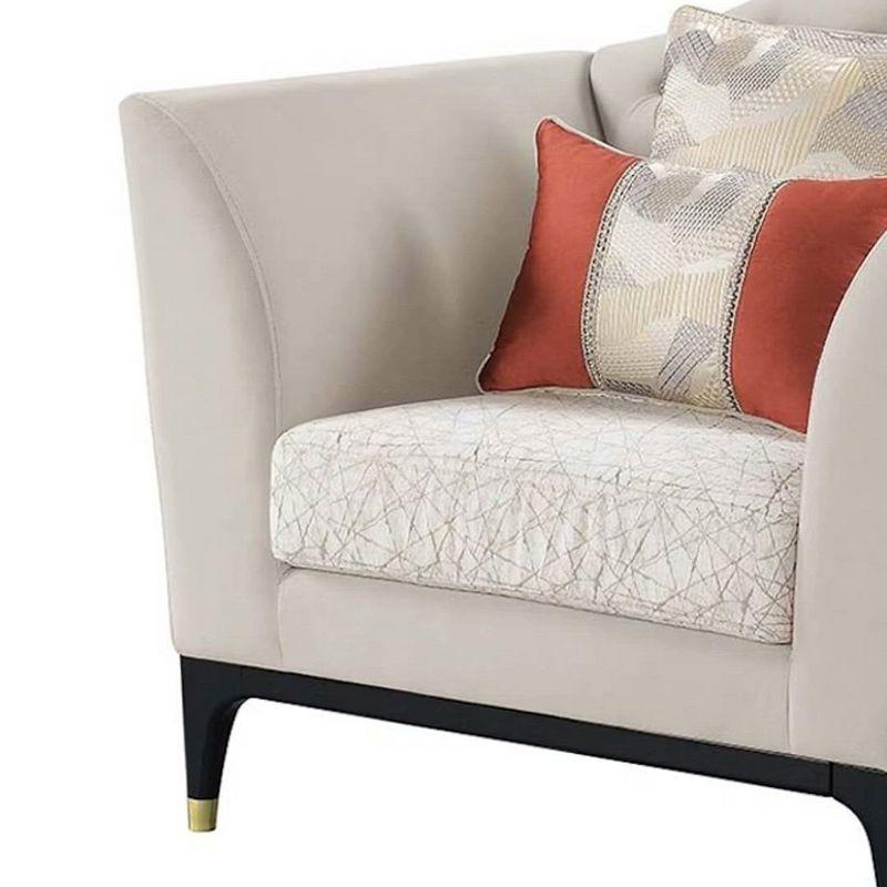 Acme Furniture 44" Tayden Accent Chair Beige Velvet: Luxurious Upholstered Club Chair, No Assembly Required