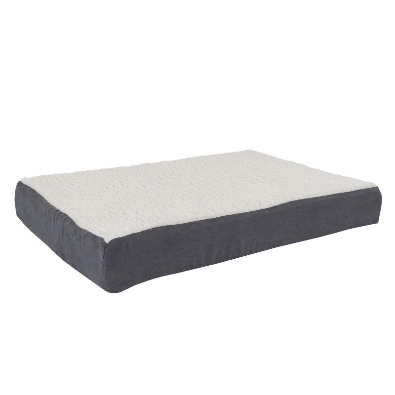 Orthopedic Dog Bed - 2-Layer 30x20.5-Inch Memory Foam Pet Mattress with Machine-Washable Cover for Medium Dogs up to 45lbs by PETMAKER (Gray)