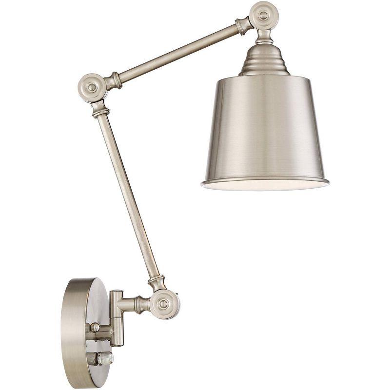 360 Lighting Mendes Modern Wall Lamps Set of 2 Brushed Nickel Plug-in 4 1/4" Light Fixture Up Down Adjustable for Bedroom Reading Living Room Hallway