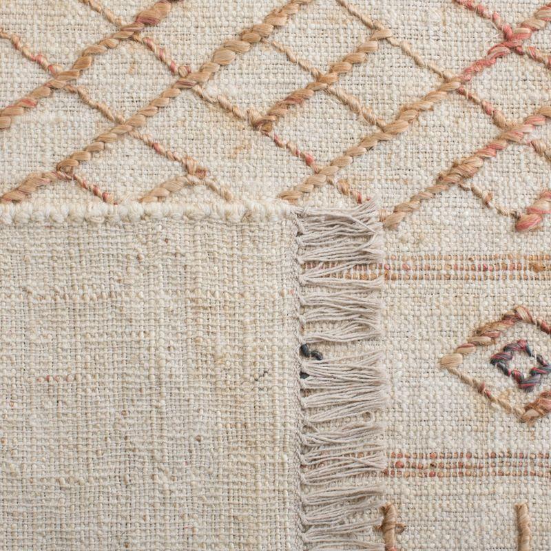 Ivory Geometric Handwoven Natural Fiber 5' x 8' Area Rug