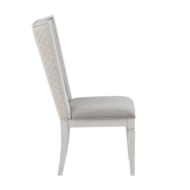 22.25" Katia Dining Chair Light Gray Linen and Weathered White Finish - Acme Furniture