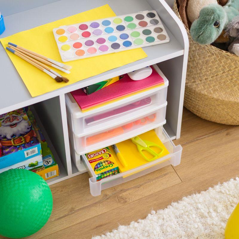 IRIS USA Medium 3-Drawer Stacking Desktop Organizer, 1 Pack, Plastic Drawer Storage Container for Stationery Art Craft Supplies, White