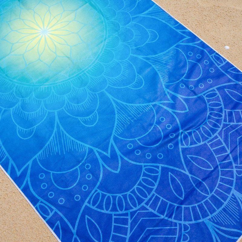 Arkwright Mandala Microfiber Beach Towels (30x70 in.) - Oversized Beach Towel Lightweight for Spa, Bath, Pool - Blue