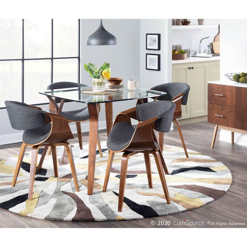 Charcoal Fabric Walnut Wood Upholstered Dining Chair Set