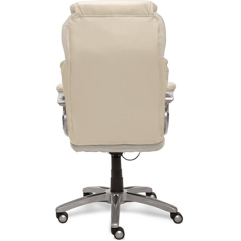 Works Executive Office Chair with Air Technology Comfortable Cream - Serta: Ergonomic Lumbar Support, Fixed Arms, Wood Frame