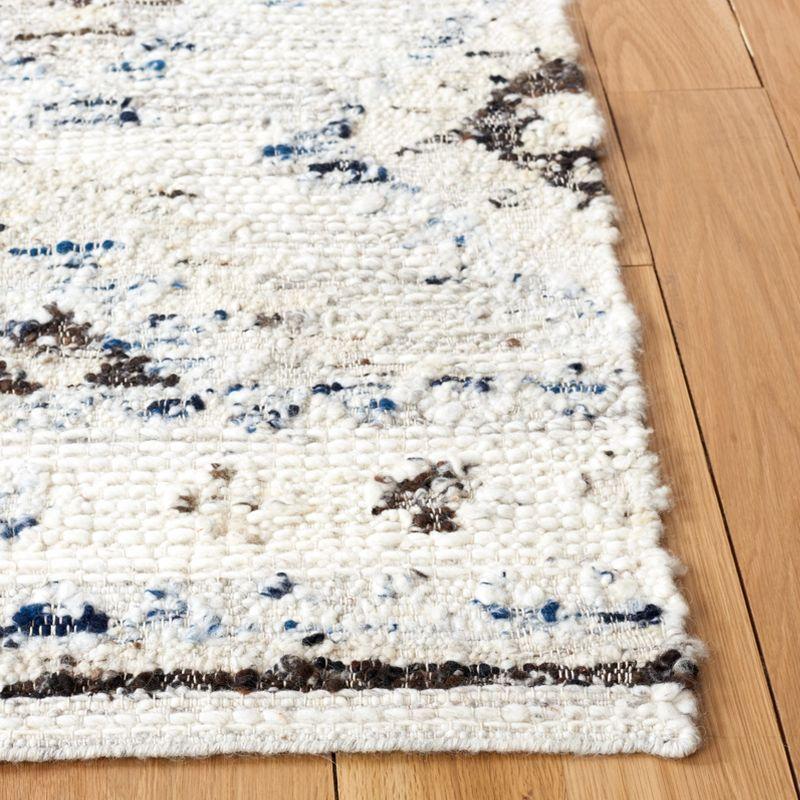 Ivory Square Hand-Knotted Wool Shag Rug - 6' Luxe Collection