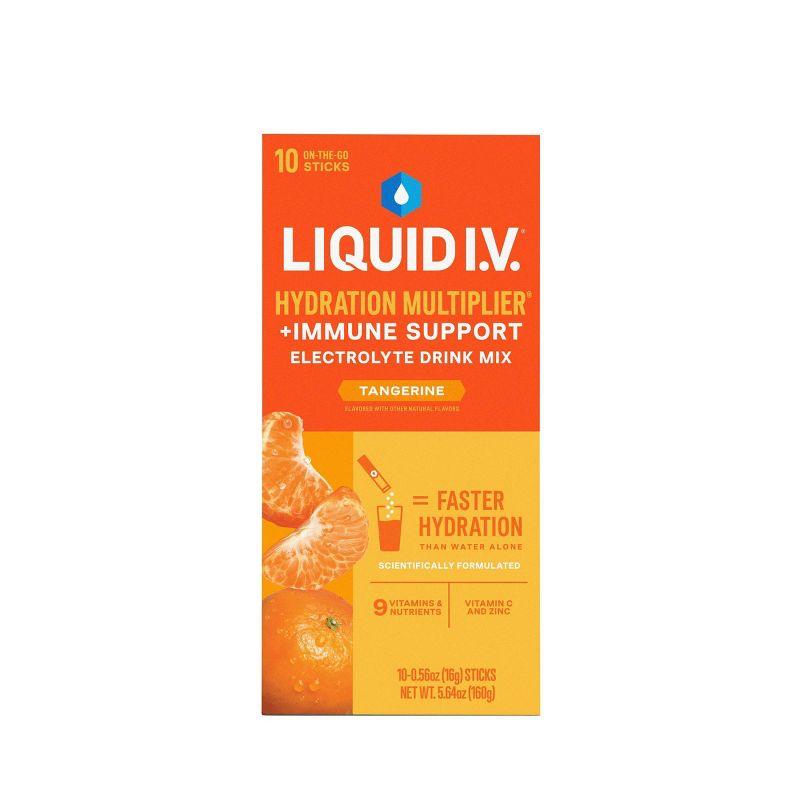 Liquid I.V. Hydration Multiplier + Immune Support Powder Energy Supplements - Tangerine - 0.56oz each/10ct
