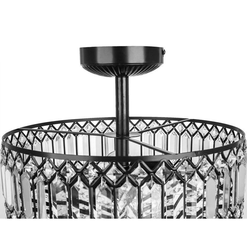 15.25" Glass & Metal Tiered Jeweled Semi Flush Mount Ceiling Light - River of Goods: Antique Bronze Finish, K-9 Crystals