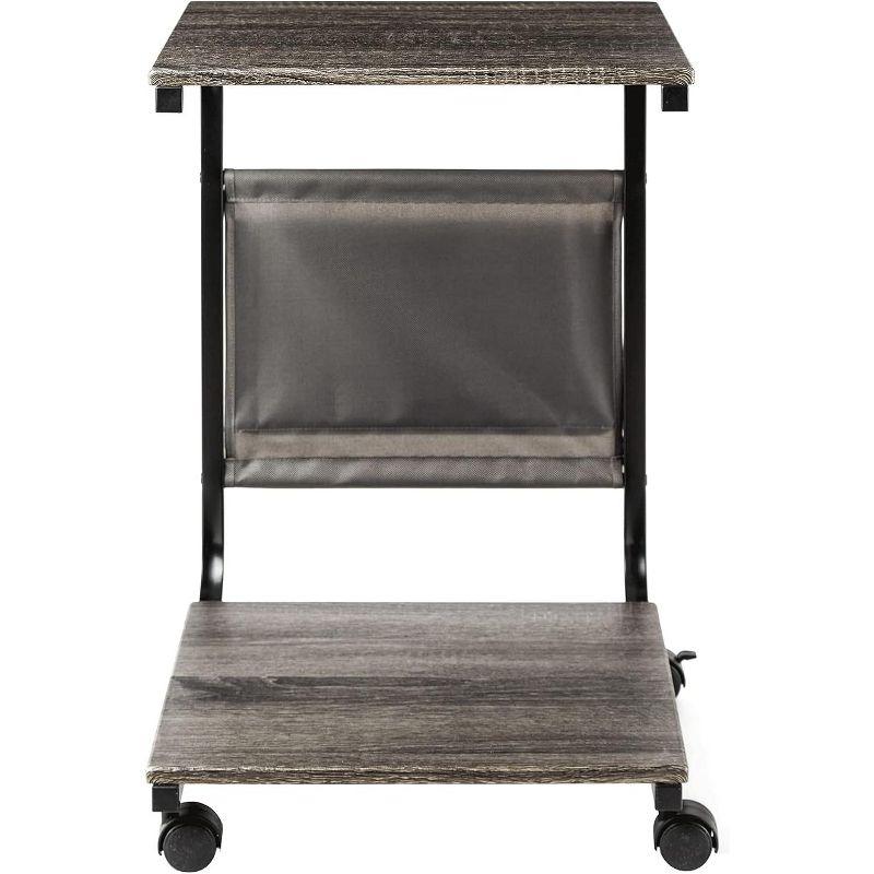 Seville Classics C Shaped End Table TV Tray on Wheels