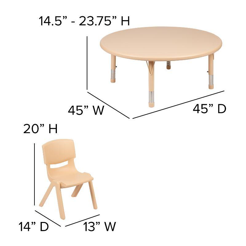 Goddard Round Plastic Height Adjustable Activity Table Set with 4 Chairs