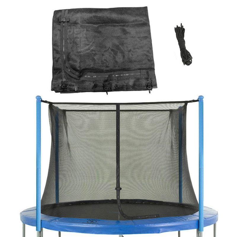 Machrus Upper Bounce Trampoline Safety Enclosure Net, Fits 8 FT Round Frame using 4 Poles (or 2 Arches), Adjustable Straps - Installs Inside of Frame