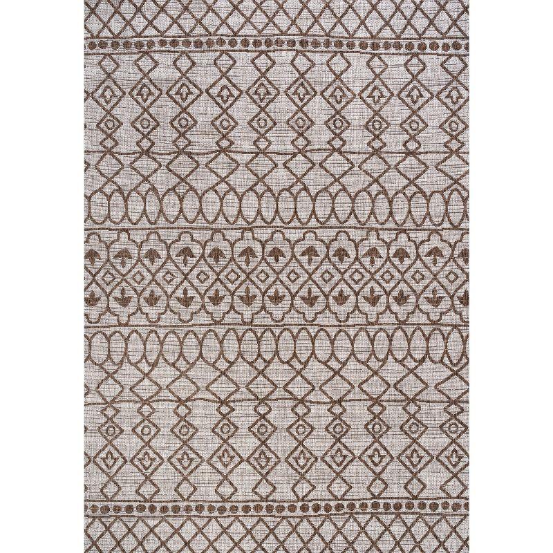 4'x6' Kafel  Bohemian Indoor/Outdoor Area Rug, Beige/Brown - JONATHAN Y