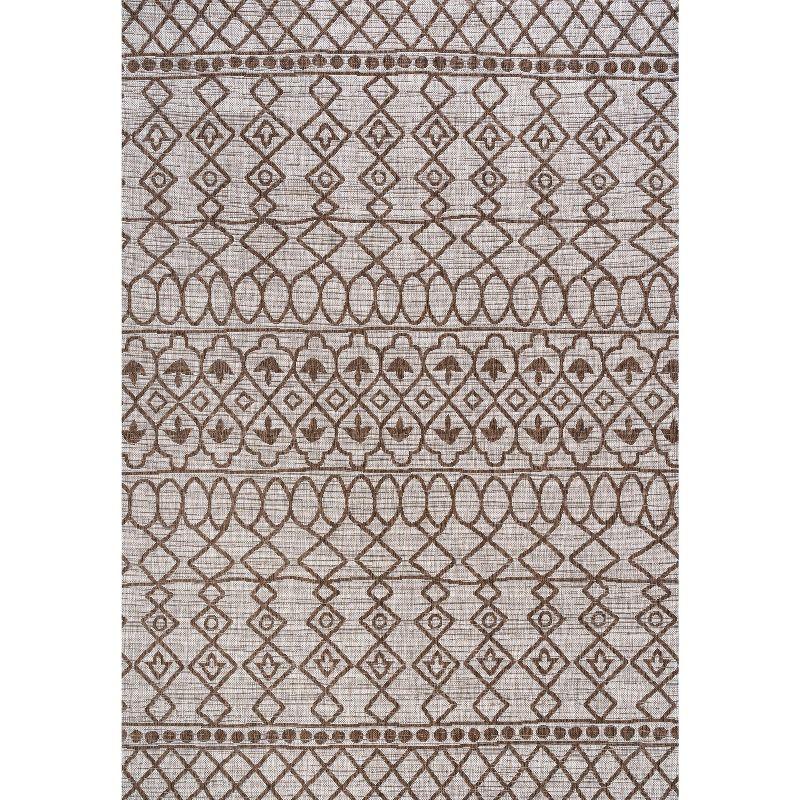 Bohemian Chic Easy-Care Beige/Brown Synthetic 4' x 6' Area Rug