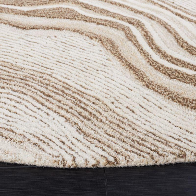 Fifth Avenue FTV121 Hand Tufted Indoor Area Rug - Beige/Ivory - 4' Round - Safavieh