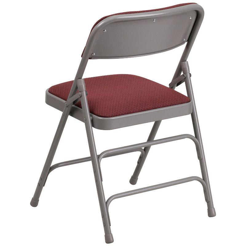 Burgundy Patterned Armless Metal Folding Chair Set