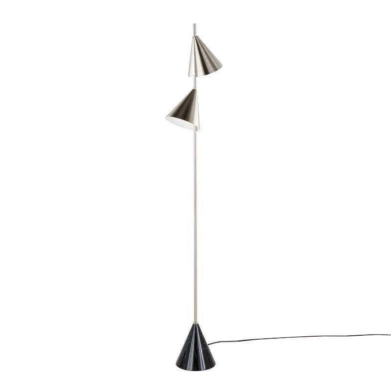 LumiSource Cone 65" Floor Lamp: Dual Cone Shades, Faux Marble Base, UL Listed