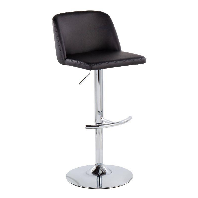 LumiSource Set of 2 Toriano PU Leather/Metal Barstools Chrome/Black:: Adjustable, Swivel, Upholstered Counter Seating