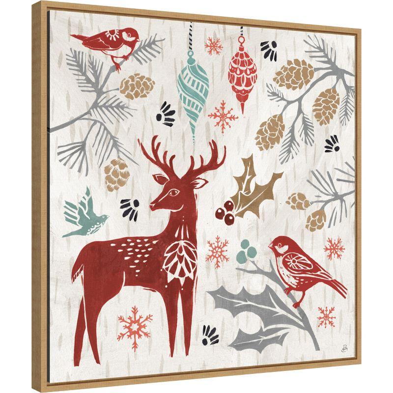 Amanti Art Woodcut Christmas III by Daphne Brissonnet Canvas Wall Art Print Framed 22 x 22-in.