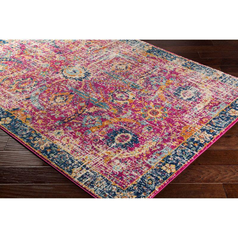 Reversible Blue Rectangular 5'3" x 7'3" Easy-Care Synthetic Area Rug