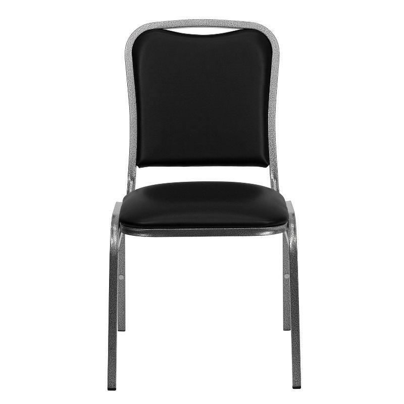 Flash Furniture HERCULES Series Stacking Banquet Chair in Black Vinyl - Silver Vein Frame