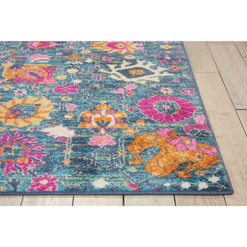 Handmade Floral Denim Rectangular Synthetic 4' x 6' Rug