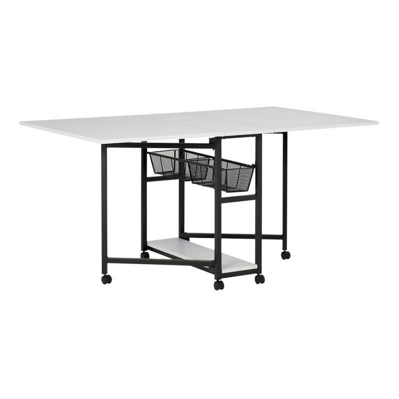Charcoal & White Mobile Sewing Craft Table with Wire Storage